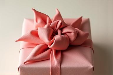 風呂敷で美しく包まれたギフトボックス。